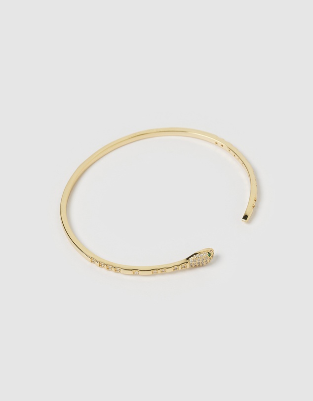 Izoa - Green Eye Embellished Snake Cuff