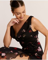 Six Stories - Floral Cowl Front Coursage Dress