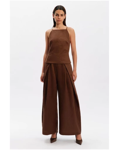 Bardot - Arelia High Neck Linen Top