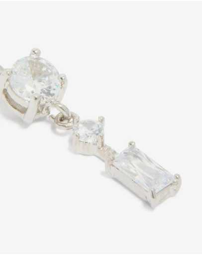Lovisa - Titanium Diamante Chain Drop Belly Bar