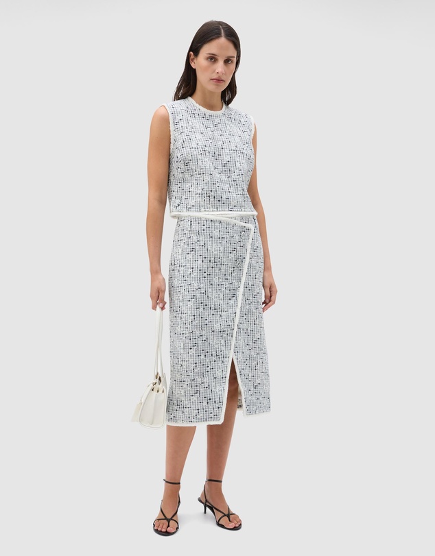 Oroton - Tweed Print Button Shell Top