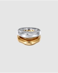 Elli Jewelry - Ring Chunky Organic Structure 925 Sterling Silver - Bicolor