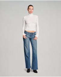 Love and Nostalgia - Secret Agent Rib Turtleneck Top - Vanilla