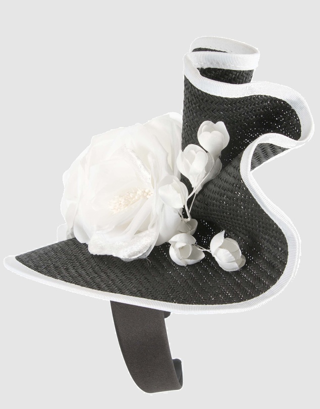 Fillies Collection - Bespoke Sculpted Black White Racing Fascinator