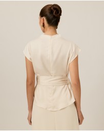 Tussah - Violet Drape Tie Detail Satin Top