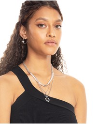 Lovisa - Silver Pearl Heart Star Layered Necklace