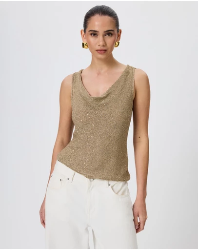 Tussah - Emilia Sequin Knit Cowl Neck Top