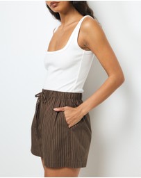 AERE - Stripe Cotton Shorts