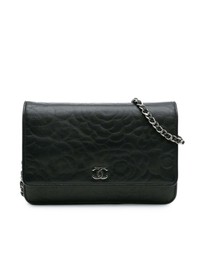 Pre-Loved by Azura Reborn - Pre-Loved Camellia Embossed Lambskin Wallet On Chain