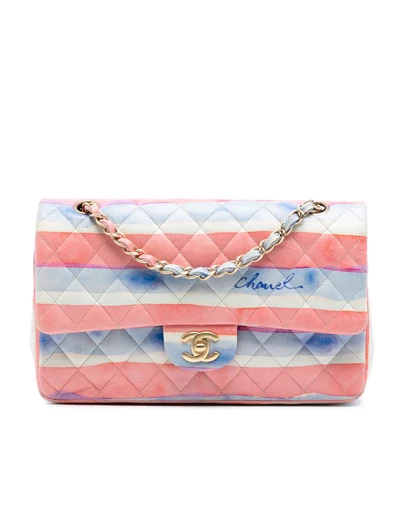 Pre-Loved by Azura Reborn - Pre-Loved Medium Classic Printed Lambskin Watercolor Double Flap
