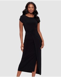 Miraclesuit Shapewear - Loki Cinched Wrap Waist Midi Shaping Dress
