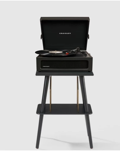 Crosley - Crosley Voyager Bluetooth Portable Turntable + Crosley Turntable Stand Bundle - Black