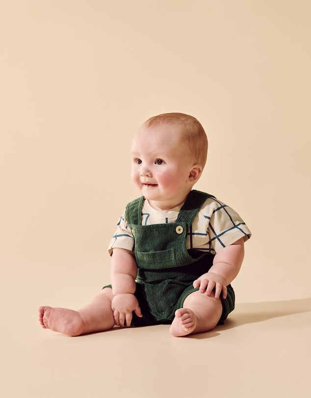 Wilson & Frenchy - Moss Green Organic Cord Overalls - Babies-Kids