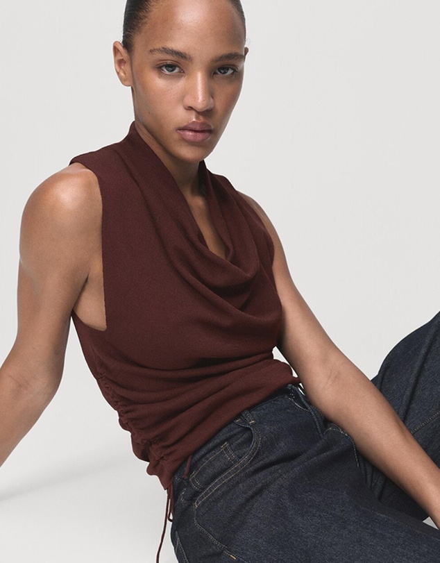 M.N.G - Ruched Knitted Top
