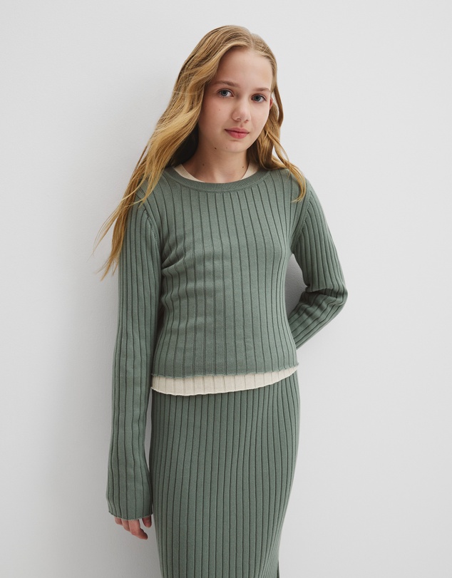 Country Road - Teen Cotton Rib Knit Long Sleeve Top
