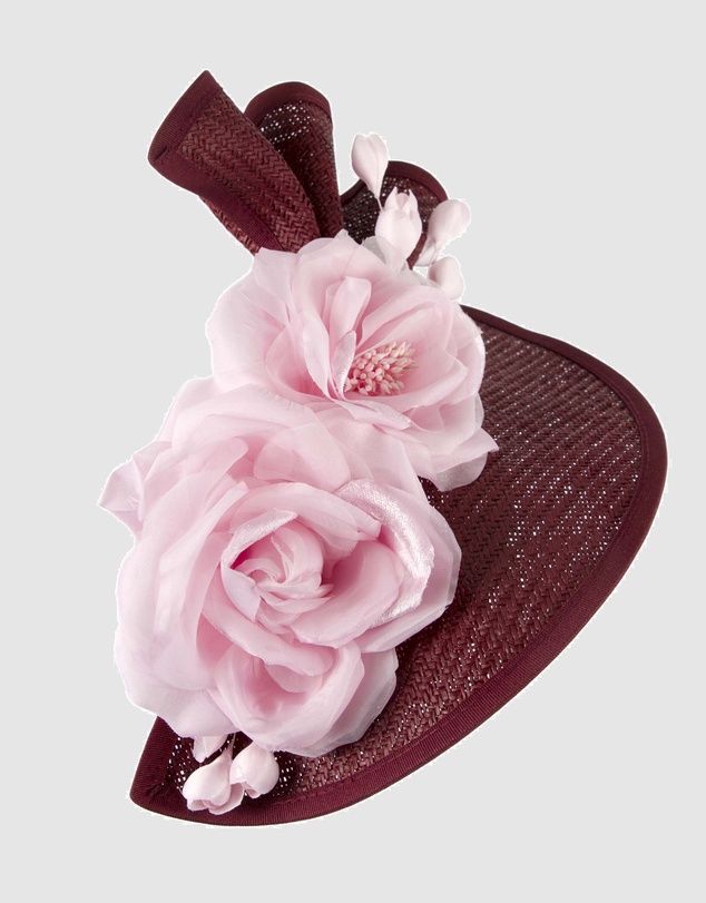Fillies Collection - Bespoke Sculpted Natural Fuchsia Racing Fascinator