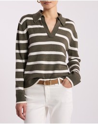 David Lawrence - Leece Merino Stripe Polo Knit