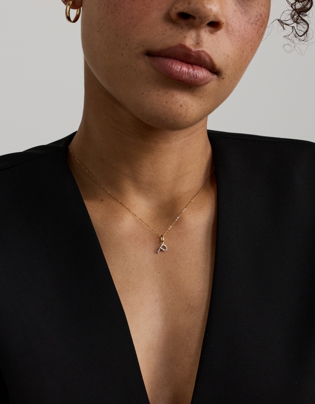 Michael Hill - Diamond Letter P Initial Pendant in 10kt Yellow Gold