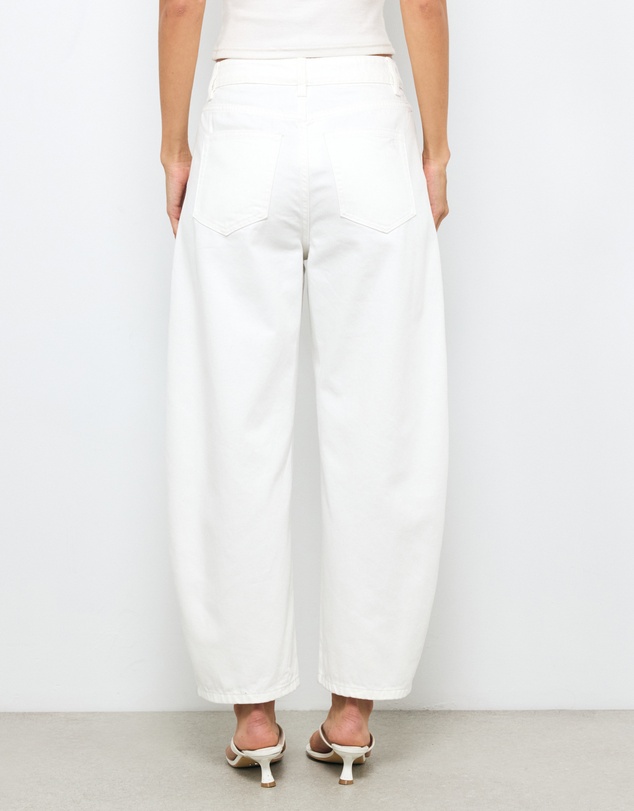 AERE - Mid Rise Seam Detail Barrel Leg Jeans