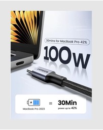 Ugreen - UGREEN 100W USB C to USB C Cable – Fast Charging Data Transfer 3.3FT Black