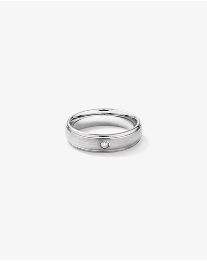 Michael Hill - 6mm Polished and Brushed Diamond Wedding Band in Tungsten