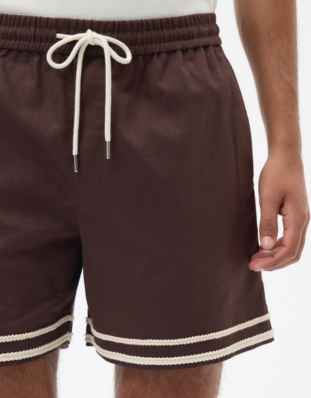 AERE - Contrast Linen Blend Shorts