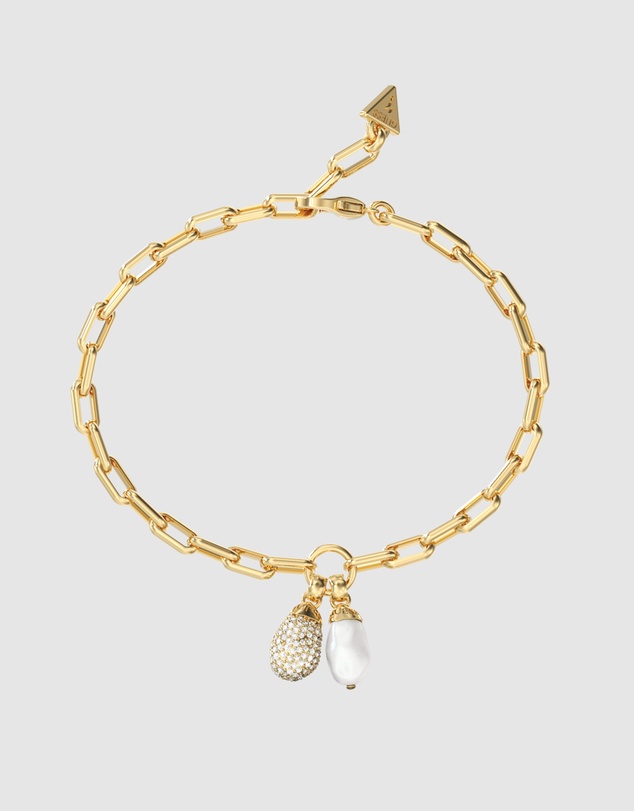 GUESS - GUESS Gold-Tone Ladies Pearly Charm Bracelet