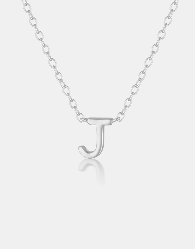 The Silver Collective - Petite A-Z Letter Necklace - J