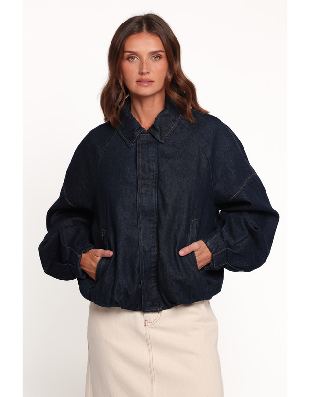 Petal & Pup - Janet Bomber Jacket - Dark Denim Wash