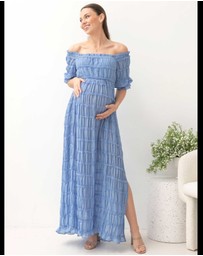Angel Maternity - Marianna Sheer Maternity Photoshoot Dress in Blue