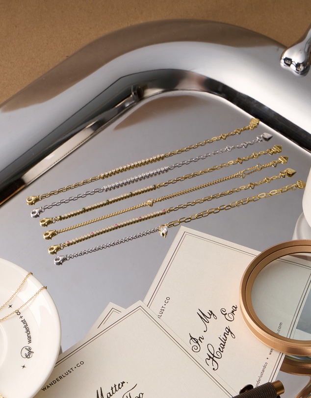 Wanderlust + Co - Heart Diamante 14K Gold Vermeil Mix Chain Bracelet
