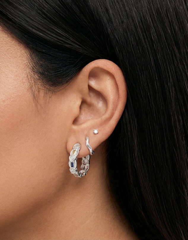 HOUSE OF SLANI - Dainty Wavy Ingrid Silver Hoops