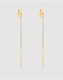Elli Jewelry - Earrings Ear Hanger Bar Pull Through Trend with Zirconia Crystals in 925 Sterling Silver gold plated