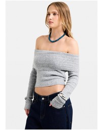 Alice In The Eve - Claudia Off Shoulder Rib Knit Top