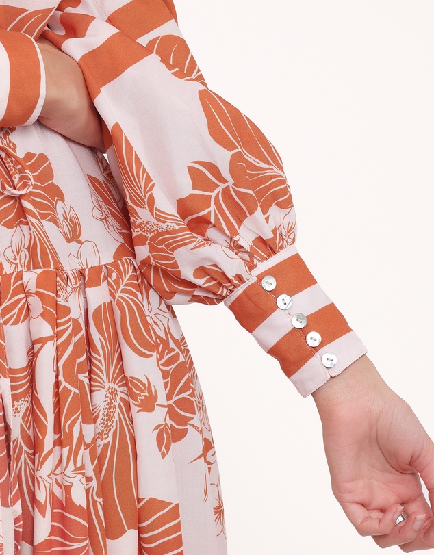 Petal & Pup - Jules Long Sleeve Dress - White/Orange