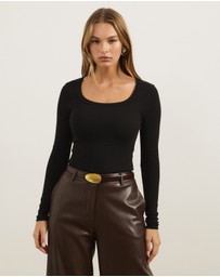 Atmos&Here - Organic Cotton Rib Scoop Neck Top