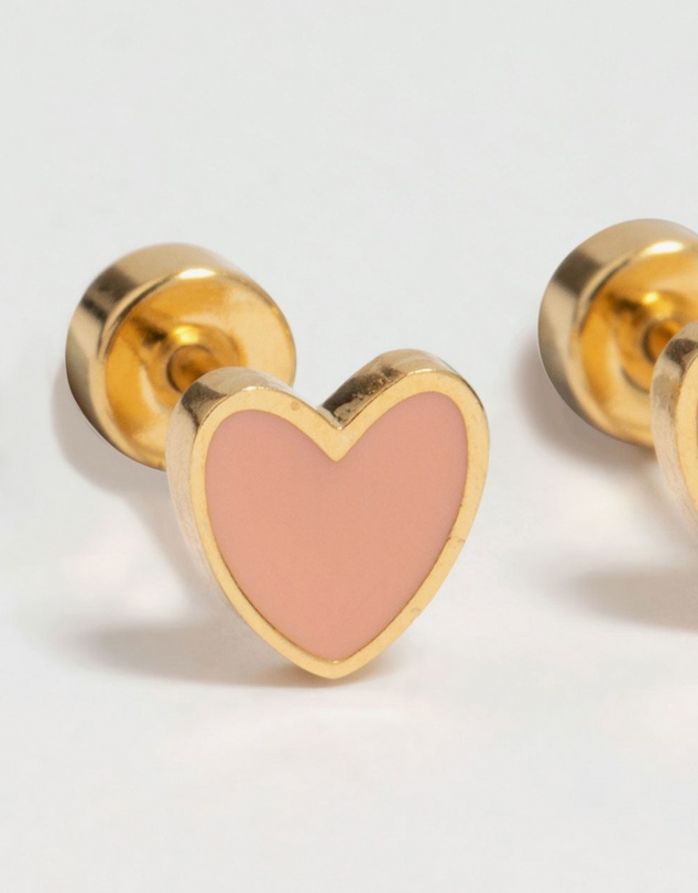 Lovisa - Kids Gold Plated Surgical Steel Heart Flat Back Earrings