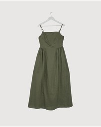 Revibe - Repaired AERE Gabriella Linen Midi Dress - AU 12