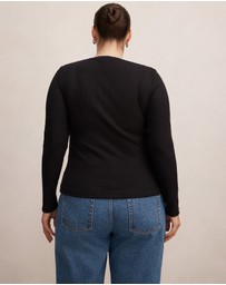 Forever New Curve - Rebecca Curve Scallop Long Sleeves Top