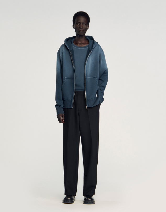 Sandro - Washed Zip Hoodie Sweatshirt