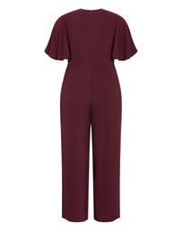 City Chic - Plus size Braelynn V Neck Jumpsuit - dark cherry