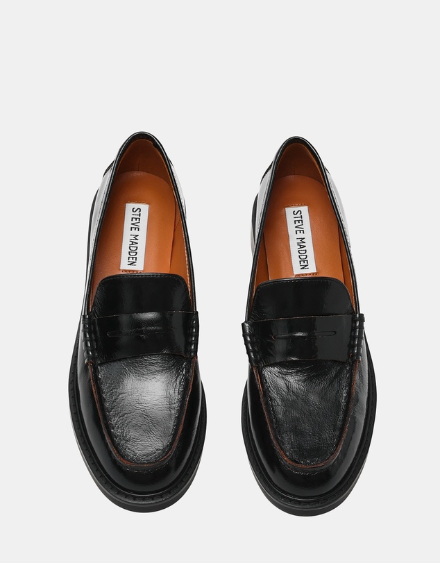 Steve Madden - Adison Black Leather Loafers