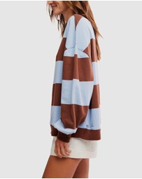 Free People - Classic Stripe Crew Wide Sweatshirt