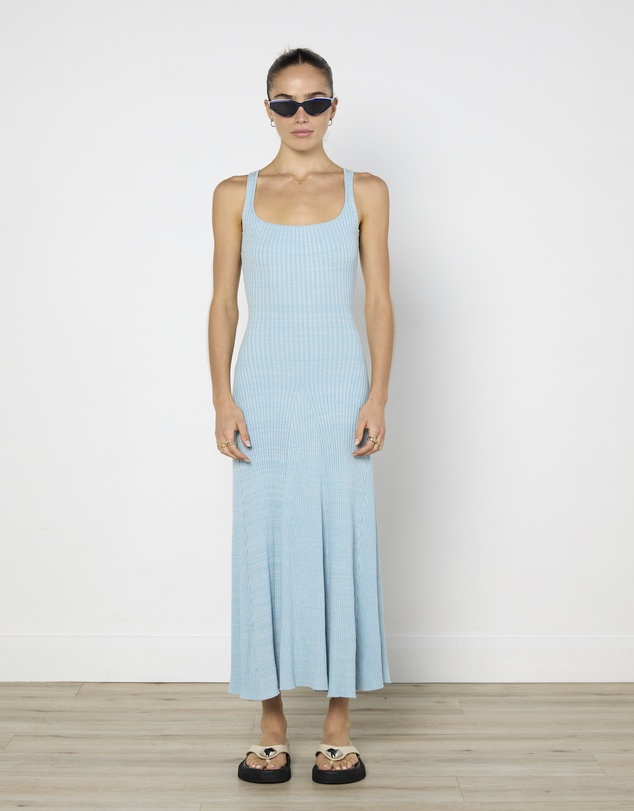 Cirkular - Pre-Loved - Anna Quan Ribbed Knit Dress In Baby Blue