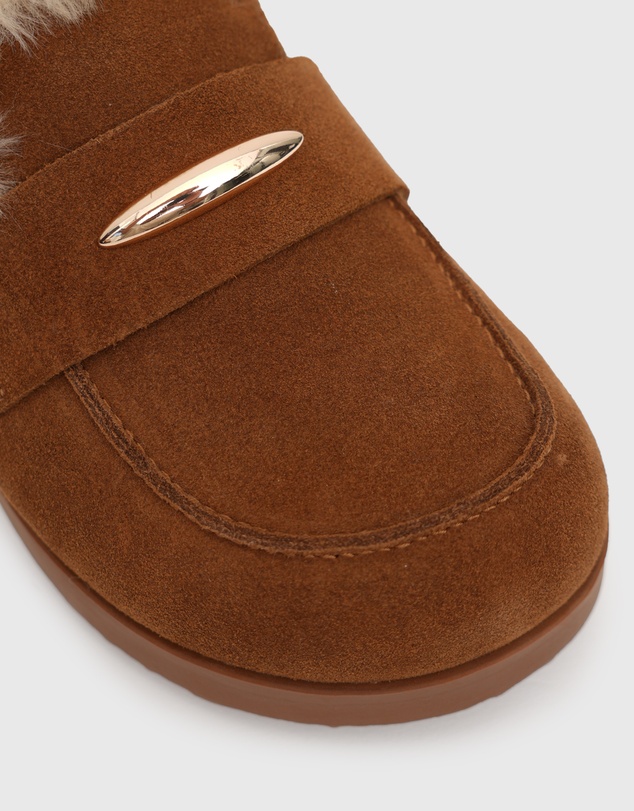 Betts - Toby Suede Leather Fur-Lined Mules