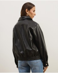 Atmos&Here - Renna Faux Leather Bomber Jacket