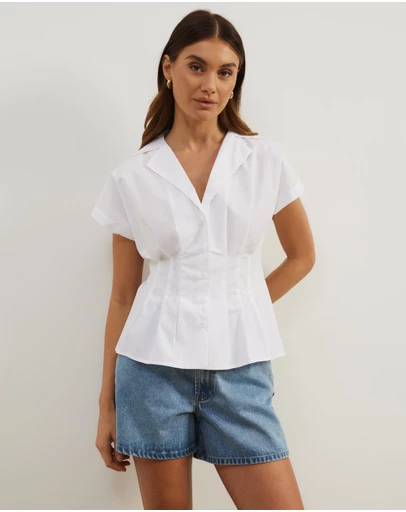 Atmos&Here - Marcy Pin Tuck Short Sleeve Shirt