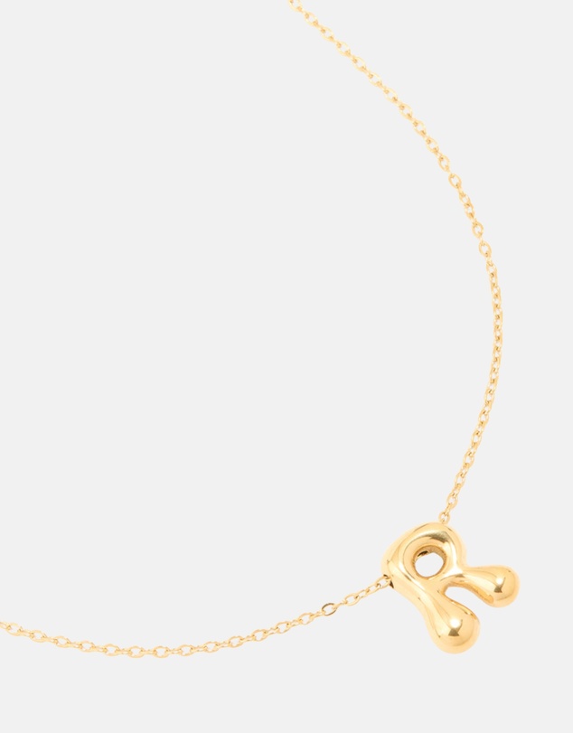 Lovisa - Waterproof Gold Plated Stainless Steel Large Bubble Letter R Necklace