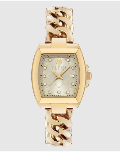 Philipp Plein - Philipp Plein Supreme 30mm Gold-Tone Dial Recycled Gold-Tone Stainless Steel Chain Strap Watch