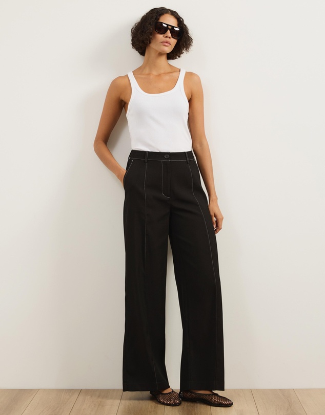 Atmos&Here - Mia Contrast Stitch Tailored Pants